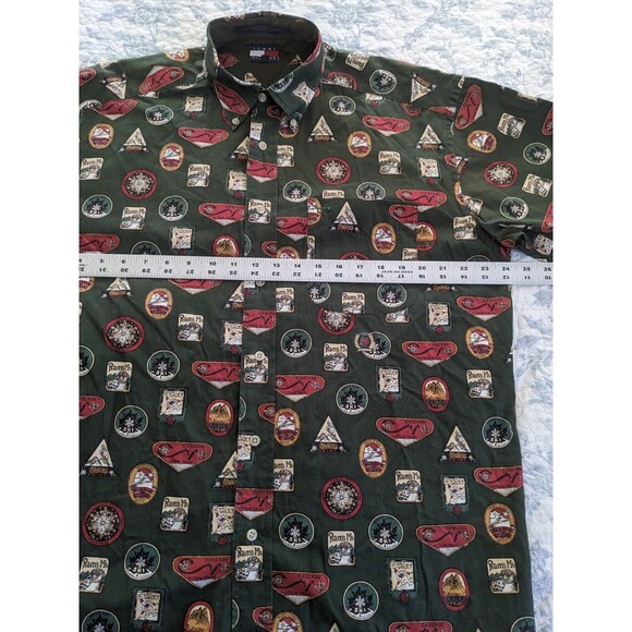 Vtg Y2K 90s Tommy Hilfiger Short Sleeve Button Shirt Ski Destination Men’s SZ M - Picture 7 of 13